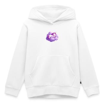 Licorne endormie sur un nuage violet - Sweat Premium à capuche enfant bio - blanc - Devant - AI Model Kid Female (0cm)