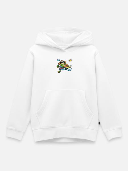 Surfer-Sloth im Tropenstil - Kinder Premium Organic Hoodie - Weiß