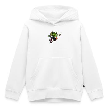 Gecko auf BMX: bunte Fahrt - Kinder Premium Organic Hoodie - Weiß - Vorne - AI Model Kid Female (0cm)