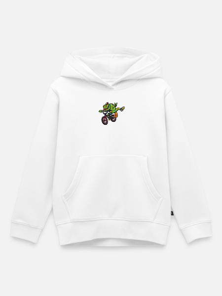 Gecko auf BMX: bunte Fahrt - Kinder Premium Organic Hoodie - Weiß