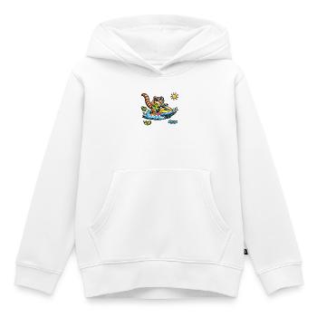 Coati sur une motomarine dans le style tropical - Sweat Premium à capuche enfant bio - blanc - Devant - AI Model Kid Female (0cm)