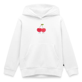 Cuddly cherry duo - Kids Premium Organic Hoodie - white - Front - AI Model Kid Female (0cm)