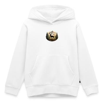 Deer silhouette in mountain forest - Kids Premium Organic Hoodie - white - Front - AI Model Kid Female (0cm)