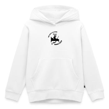 Tu dois t’allonger si tu veux dormir, humour étrange - Sweat Premium à capuche enfant bio - blanc - Devant - AI Model Kid Female (0cm)