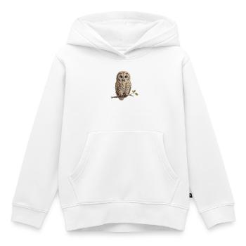 Chouette hulotte (Strix aluco) – Gravure vintage - Sweat Premium à capuche enfant bio - blanc - Devant - AI Model Kid Female (0cm)