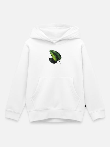 Tropische Blattkunst Grün Schwarz - Kinder Premium Organic Hoodie - Weiß