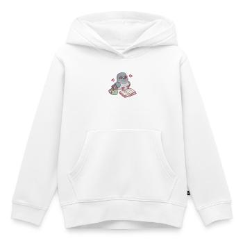 Cute Seated Pigeon Loves Reading - Kids Premium Organic Hoodie - white - Front - AI Model Kid Female (0cm)