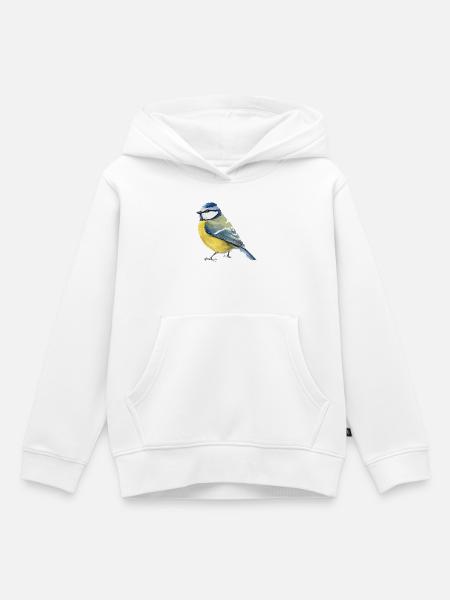 Blaumeise Farbblock-Design - Kinder Premium Organic Hoodie - Weiß