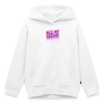 Tous mes systèmes sont nerveux, peur drôle, logo de nerd - Sweat Premium à capuche enfant bio - blanc - Devant - AI Model Kid Female (0cm)