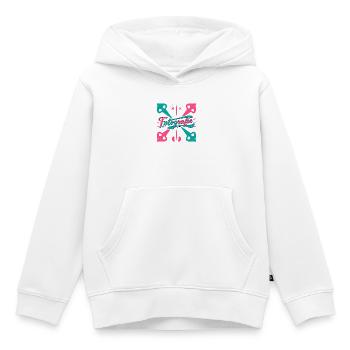 Fotografie Neon Pink Blau Grafik - Kinder Premium Organic Hoodie - Weiß - Vorne - AI Model Kid Female (0cm)