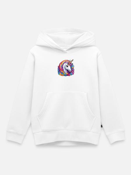 Flammendes Regenbogeneinhorn - Kinder Premium Organic Hoodie - Weiß