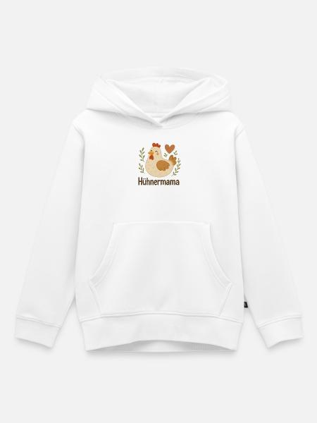 Hühnermama Fröhliche Henne - Kinder Premium Organic Hoodie - Weiß