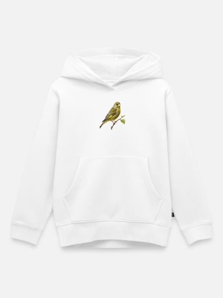 Illustrations-Naturführer-Kupferstich Greenfinch - Kinder Premium Organic Hoodie - Weiß