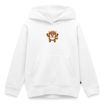 Little Highland Cow Running Towards You - Comic Art - Kids Premium Organic Hoodie - white - Front - AI Model Kid Female (0cm)