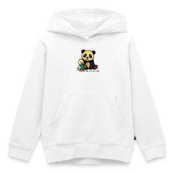 Panda et canard en lecture ensemble - Sweat Premium à capuche enfant bio - blanc - Devant - AI Model Kid Female (0cm)