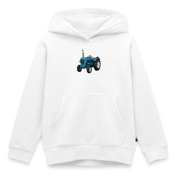 Illustration du tracteur bleu - Sweat Premium à capuche enfant bio - blanc - Devant - AI Model Kid Female (0cm)