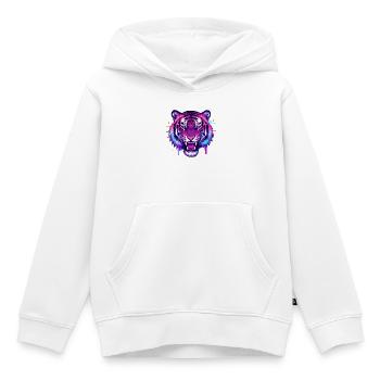 Tigre Néon Pulsation Féroce - Sweat Premium à capuche enfant bio - blanc - Devant - AI Model Kid Female (0cm)
