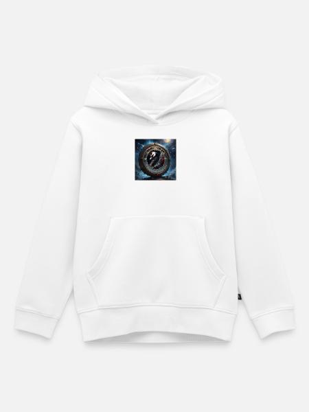 Sternschwan im Zierrahmen - Kinder Premium Organic Hoodie - Weiß
