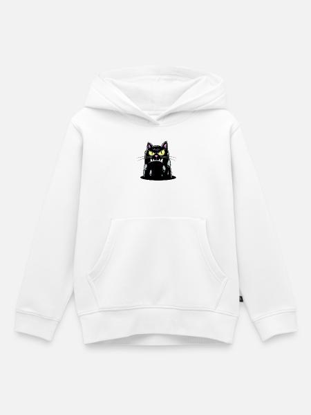 Grimmige Katzenportrait - Kinder Premium Organic Hoodie - Weiß