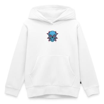 Crâne bleu aux yeux floraux - Sweat Premium à capuche enfant bio - blanc - Devant - AI Model Kid Female (0cm)