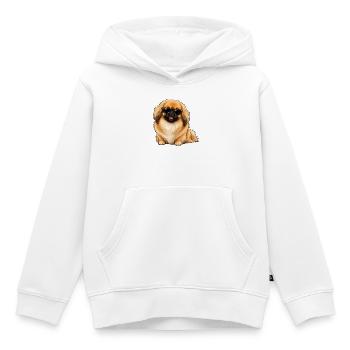 Dessin animé de chien pikineis avec des lunettes de soleil cool - Sweat Premium à capuche enfant bio - blanc - Devant - AI Model Kid Female (0cm)