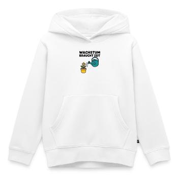 Wachstum braucht Zeit – Comic-Blume mit Gießkanne - Kinder Premium Organic Hoodie - Weiß - Vorne - AI Model Kid Female (0cm)