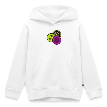 Graphisme du coffret de disques de disc golf - Sweat Premium à capuche enfant bio - blanc - Devant - AI Model Kid Female (0cm)