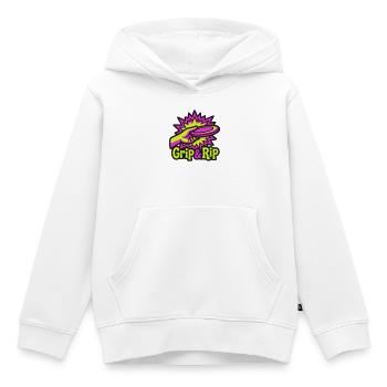 Illustration de déchirure de prise en disc golf - Sweat Premium à capuche enfant bio - blanc - Devant - AI Model Kid Female (0cm)
