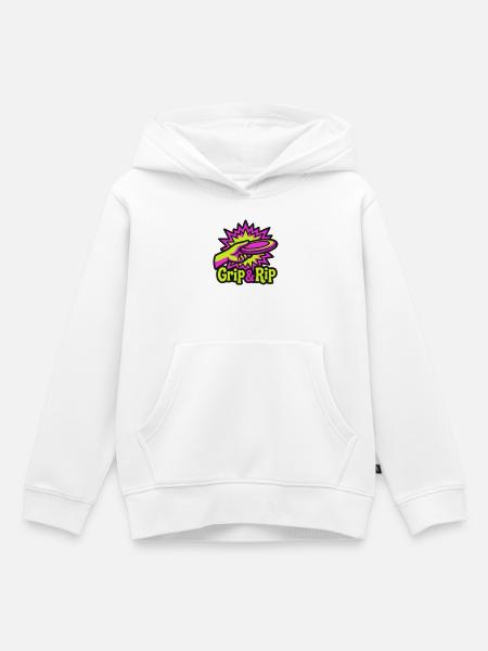 Discgolf Grip Rip Illustration - Kinder Premium Organic Hoodie - Weiß