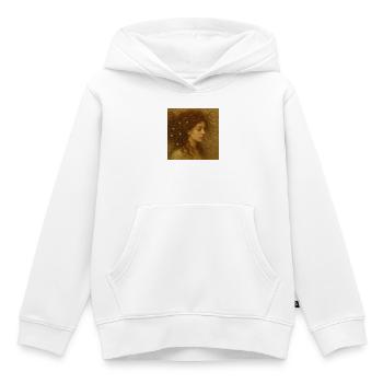 Portrait de cheveux en perle en or chaud - Sweat Premium à capuche enfant bio - blanc - Devant - AI Model Kid Female (0cm)