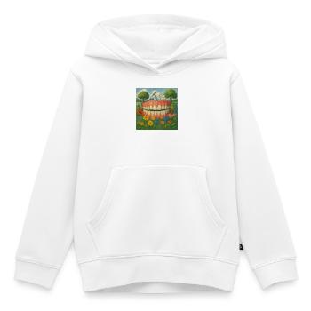 Rangée surréaliste de dents dans le jardin de fleurs - Sweat Premium à capuche enfant bio - blanc - Devant - AI Model Kid Female (0cm)