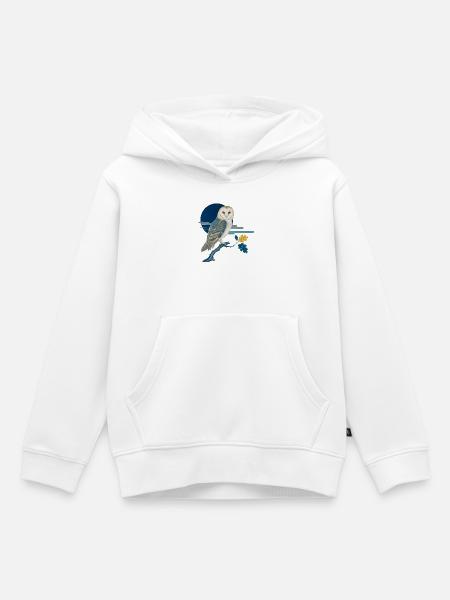 Schleiereule auf Oak Branch - Kinder Premium Organic Hoodie - Weiß
