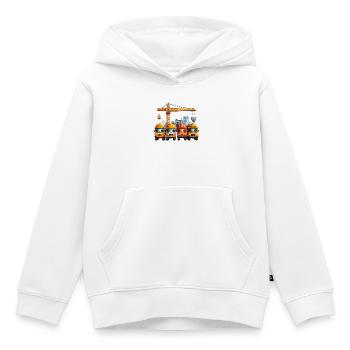 Véhicules de chantier mignons avec casque et décor urbain - Sweat Premium à capuche enfant bio - blanc - Devant - AI Model Kid Female (0cm)