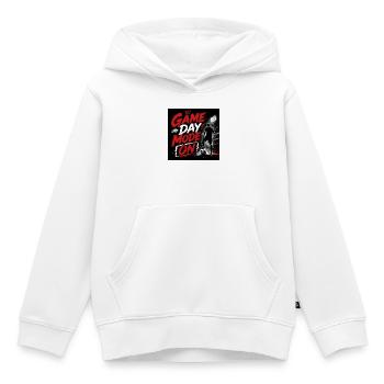 Mode Jour de Match Actif - Sweat Premium à capuche enfant bio - blanc - Devant - AI Model Kid Female (0cm)