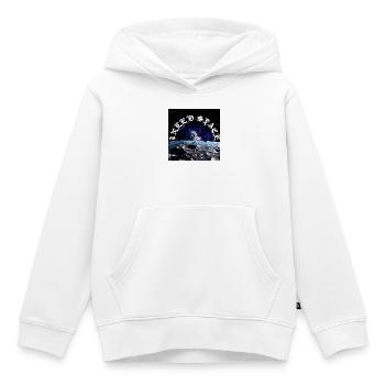 Astronaute sur l’arc lunaire Texte cosmique - Sweat Premium à capuche enfant bio - blanc - Devant - AI Model Kid Female (0cm)