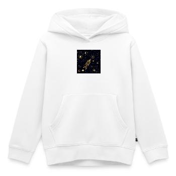 Golden Rocket in Cosmic Orbit - Kids Premium Organic Hoodie - white - Front - AI Model Kid Female (0cm)