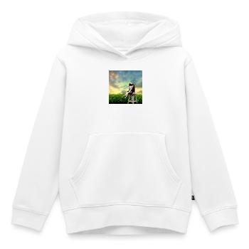 Astronaute au crépuscule dans le champ - Sweat Premium à capuche enfant bio - blanc - Devant - AI Model Kid Female (0cm)