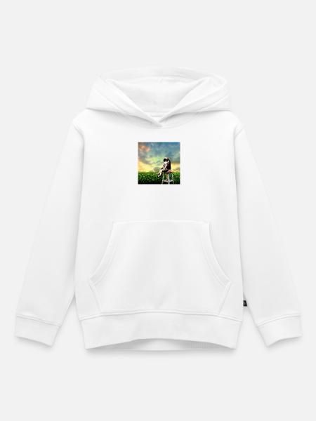 Astronaut bei Dämmerung auf dem Feld - Kinder Premium Organic Hoodie - Weiß