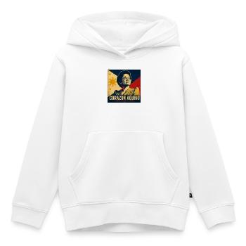 Corazon Aquino Vintage Philippines - Sweat Premium à capuche enfant bio - blanc - Devant - AI Model Kid Female (0cm)