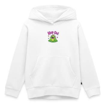 Hop On! The frog with crown - Kids Premium Organic Hoodie - white - Front - AI Model Kid Female (0cm)