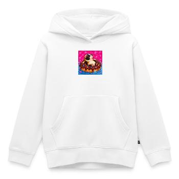 choupie sur un Donut - Sweat Premium à capuche enfant bio - blanc - Devant - AI Model Kid Female (0cm)