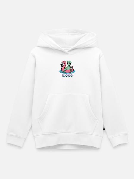 Stimmungs-Neon-Alien auf Flamingo - Kinder Premium Organic Hoodie - Weiß