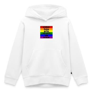 LIEBER LINKS GRÜN VERSIFFT ALS BRAUN, NO NZS,  - Kinder Premium Organic Hoodie - Weiß - Vorne - AI Model Kid Female (0cm)
