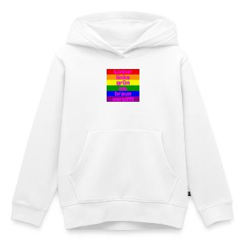 ICH BIN GERNE LINKS GRÜN VERSIFFT, NO NZS, FRIEDEN - Kinder Premium Organic Hoodie - Weiß - Vorne - AI Model Kid Female (0cm)