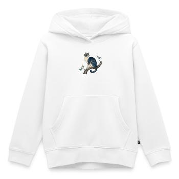 Chat bleu sur branche artistique - déco vintage - Sweat Premium à capuche enfant bio - blanc - Devant - AI Model Kid Female (0cm)
