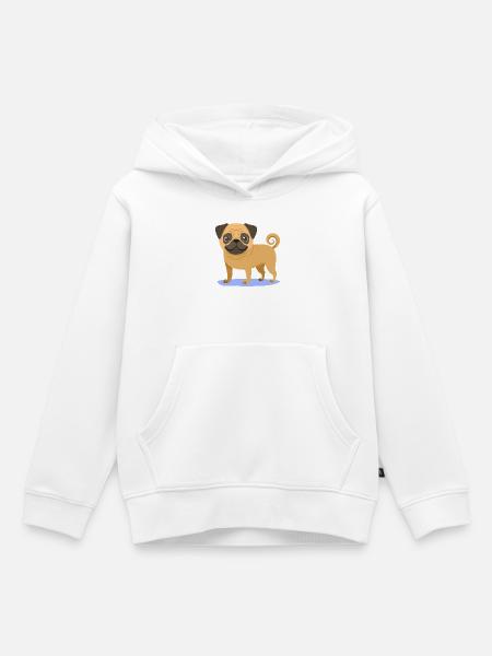 Kleiner Mops (Comic) - Kinder Premium Organic Hoodie - Weiß