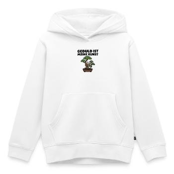 Bonsai-Baum – Geduld ist meine Kunst – Zen Design - Kinder Premium Organic Hoodie - Weiß - Vorne - AI Model Kid Female (0cm)