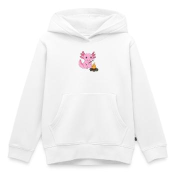 Rosa Axolotl grillt Marshmallow am Lagerfeuer – Sü - Kinder Premium Organic Hoodie - Weiß - Vorne - AI Model Kid Female (0cm)
