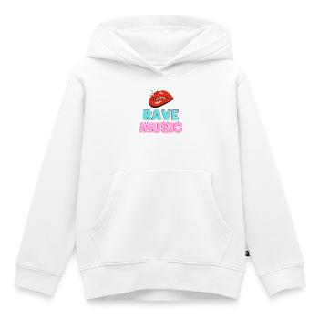 Musique rave Lèvres léopard Texte néon - Sweat Premium à capuche enfant bio - blanc - Devant - AI Model Kid Female (0cm)