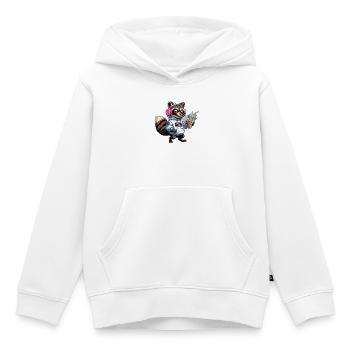 Raton laveur avec latte glacé - Sweat Premium à capuche enfant bio - blanc - Devant - AI Model Kid Female (0cm)